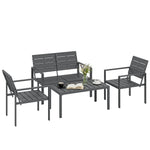 4 Piece Garden Furniture Set, Hdpe Metal Outdoor Sofa | Dark Grey