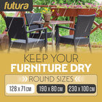 Premium Round Waterproof Garden Furniture Cover, Outdoor Patio Weatherproof Rattan Table & Chair Set Guard | 128 x 71cm | Black
