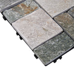 6pcs Interlocking Natural Stone Deck Tiles, 30x30cm Square Outdoor Patio Flooring, Durable Garden Pathway & Poolside Tiles | Stone
