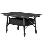 Outsunny Folding Camping Table W/ Adjustable Height, Storage Basket