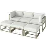 Outsunny 6 Pc Garden Daybed, Sectional Sofa Set With Coffee Table, Footstool