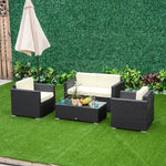 4 Pieces Rattan Sofa Set Chair Seat Furniture Patio Wicker | Black