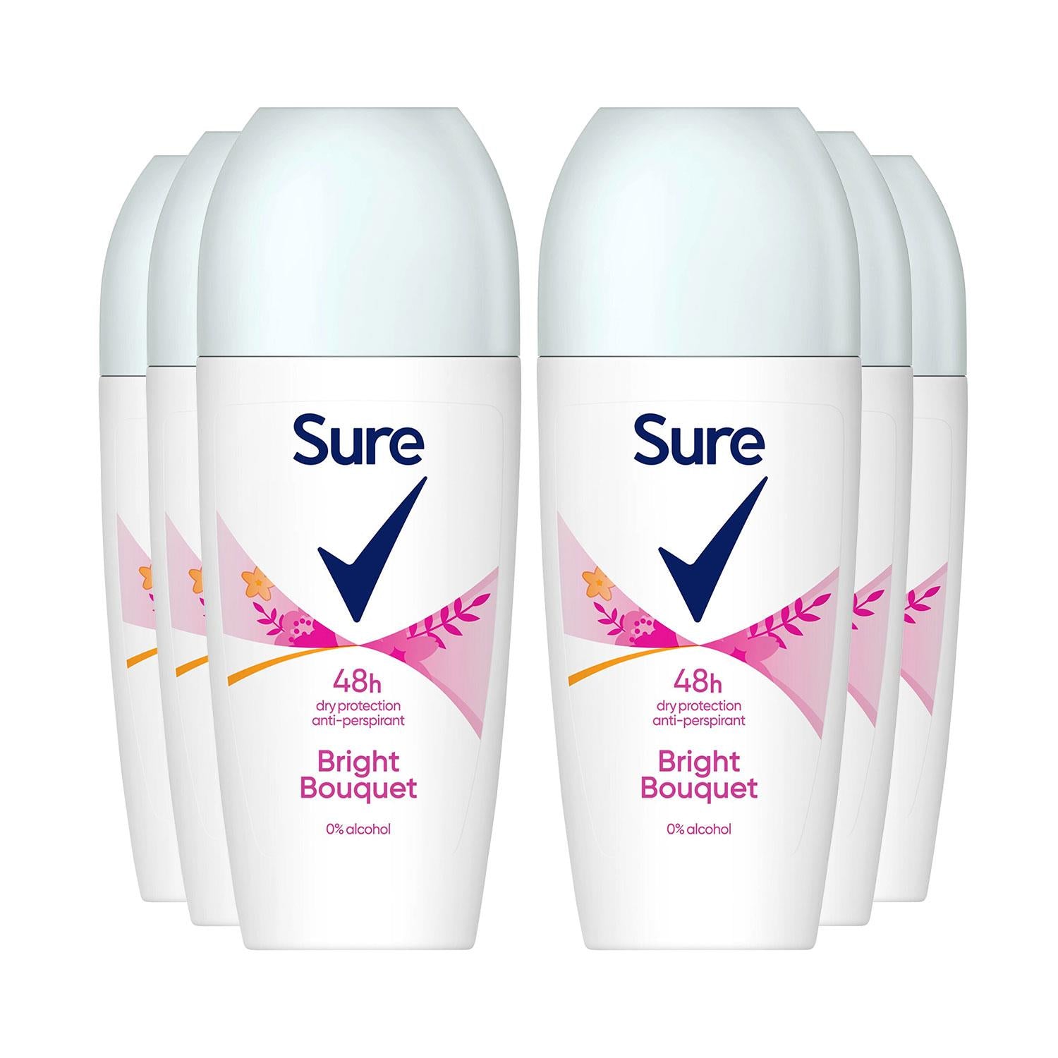 Women Roll On Bright Bouquet Antiperspirant Deo 48h Protection, 6pk, 50ml | 6
