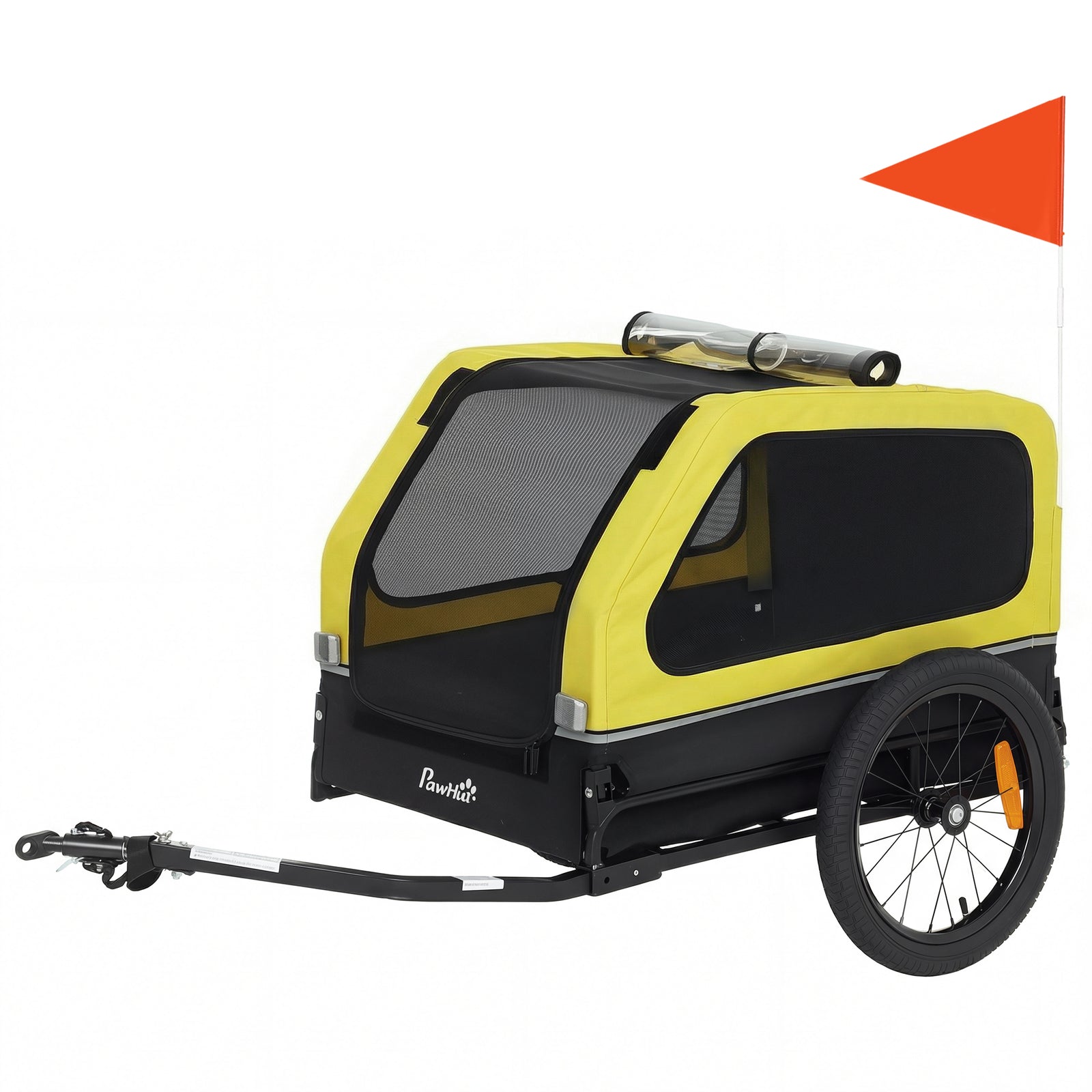 Dog Bike Trailer With Flip-down Ramp Tailgate, Reflectors | Yellow