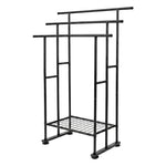 Towel Rail Metal Rack With Basket 3-tier Storage Anti-slip Foot Black | Black