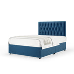 Plush Velvet Divan Base And Button Headboard | Single | Midnight Blue