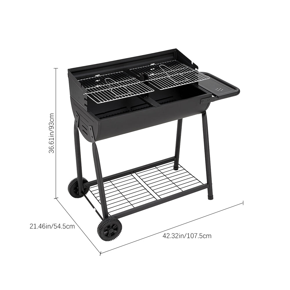 Outdoor Garden Charcoal Grill With Rear Baffle