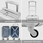 40x20x25cm Cabin Carry-on Suitcase - Lightweight, Durable, 4-wheel Luggage - 100+ Airlines Approved | Cabin | Silver
