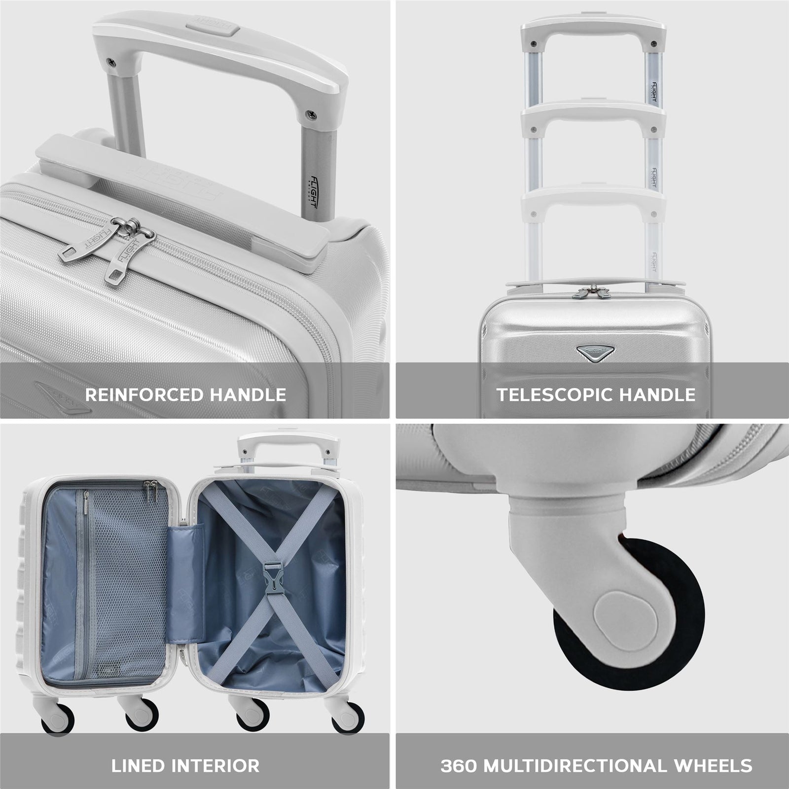 40x20x25cm Cabin Carry-on Suitcase - Lightweight, Durable, 4-wheel Luggage - 100+ Airlines Approved | Cabin | Silver