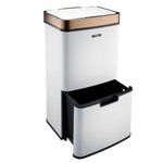 75l Sensor Recycling Bin With Food Caddy | 75L | White & Copper