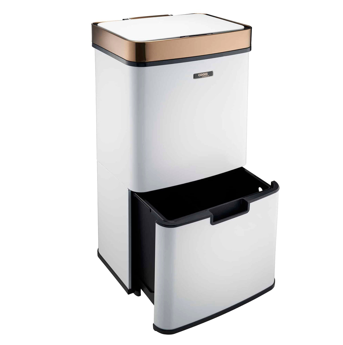 75l Sensor Recycling Bin With Food Caddy | 75L | White & Copper