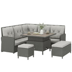 6 Pcs Rattan Garden Furniture Sectional Corner Sofa | Grey