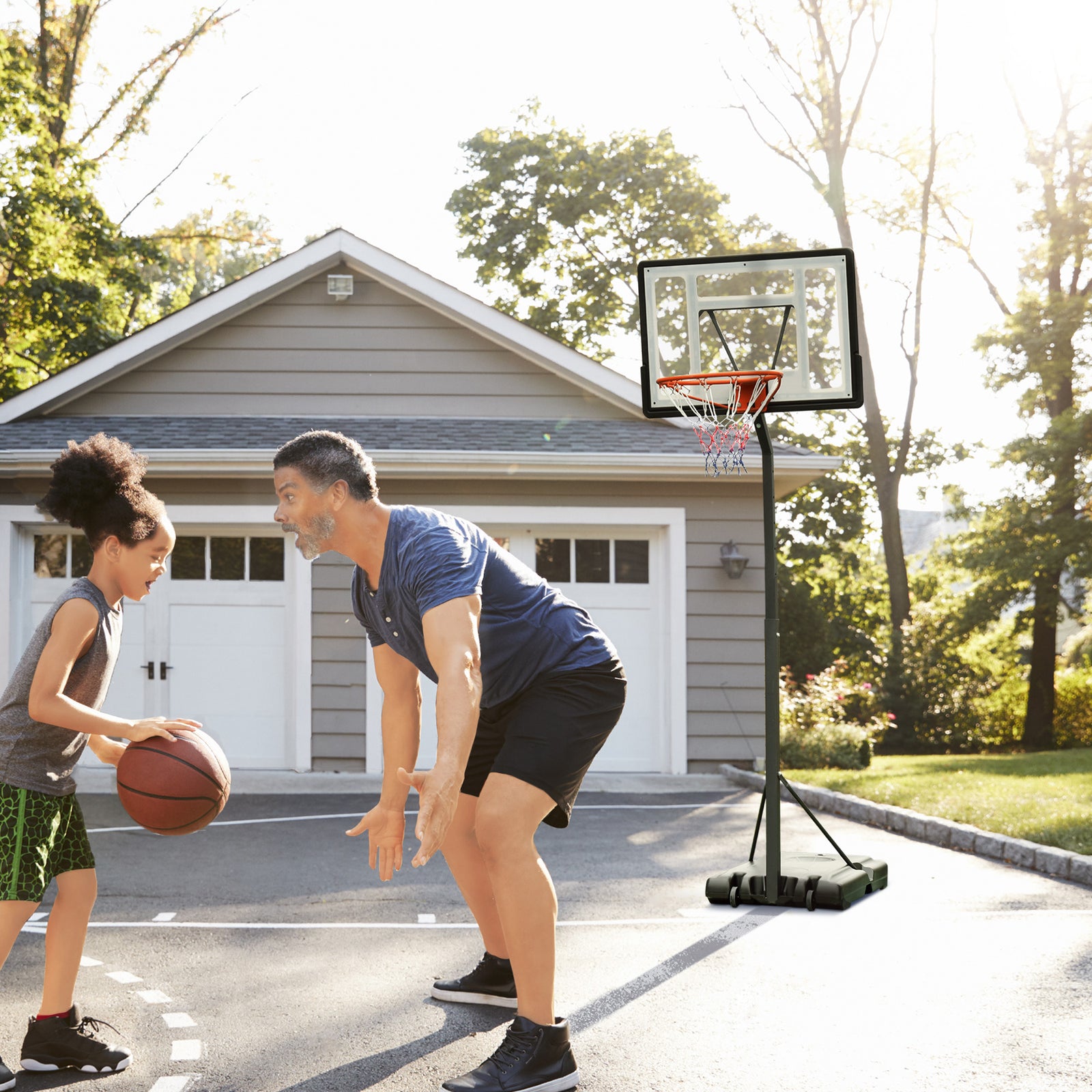 Height Adjustable Basketball Hoop 255-305cm | Black