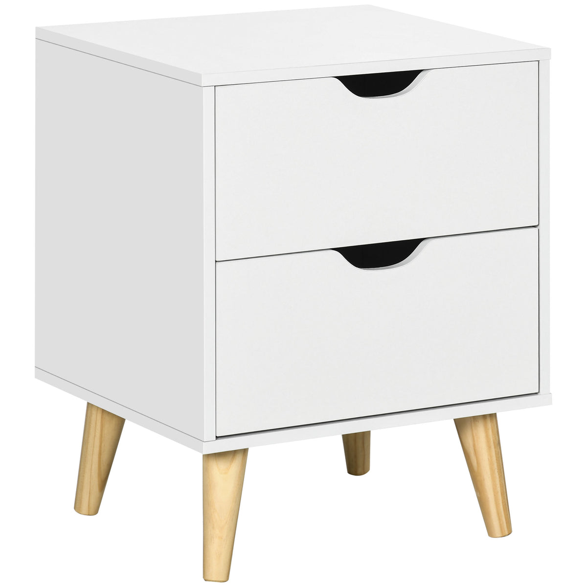 Bedside Table With Drawer, Side Table With Pine Wood Legs