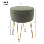5l Velvet Footstool With Removable Lid For Bedroom | One Size | Green