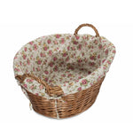 Garden Rose Cotton Lined Light Steamed Round Laundry Basket | Pink