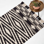 Dinan Black & White Kilim Cotton Rug | 120cm x 180cm | Black & White
