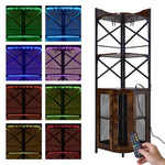 5-tier Corner Bar Cabinet With Built-in Power Outlet And Led Lights | Brown