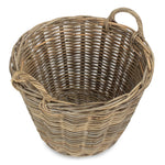 Round Grey Rattan Log Basket | Brown