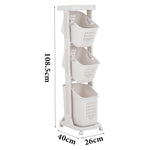 4-tier Storage Rack Laundry Basket With Wheels | White