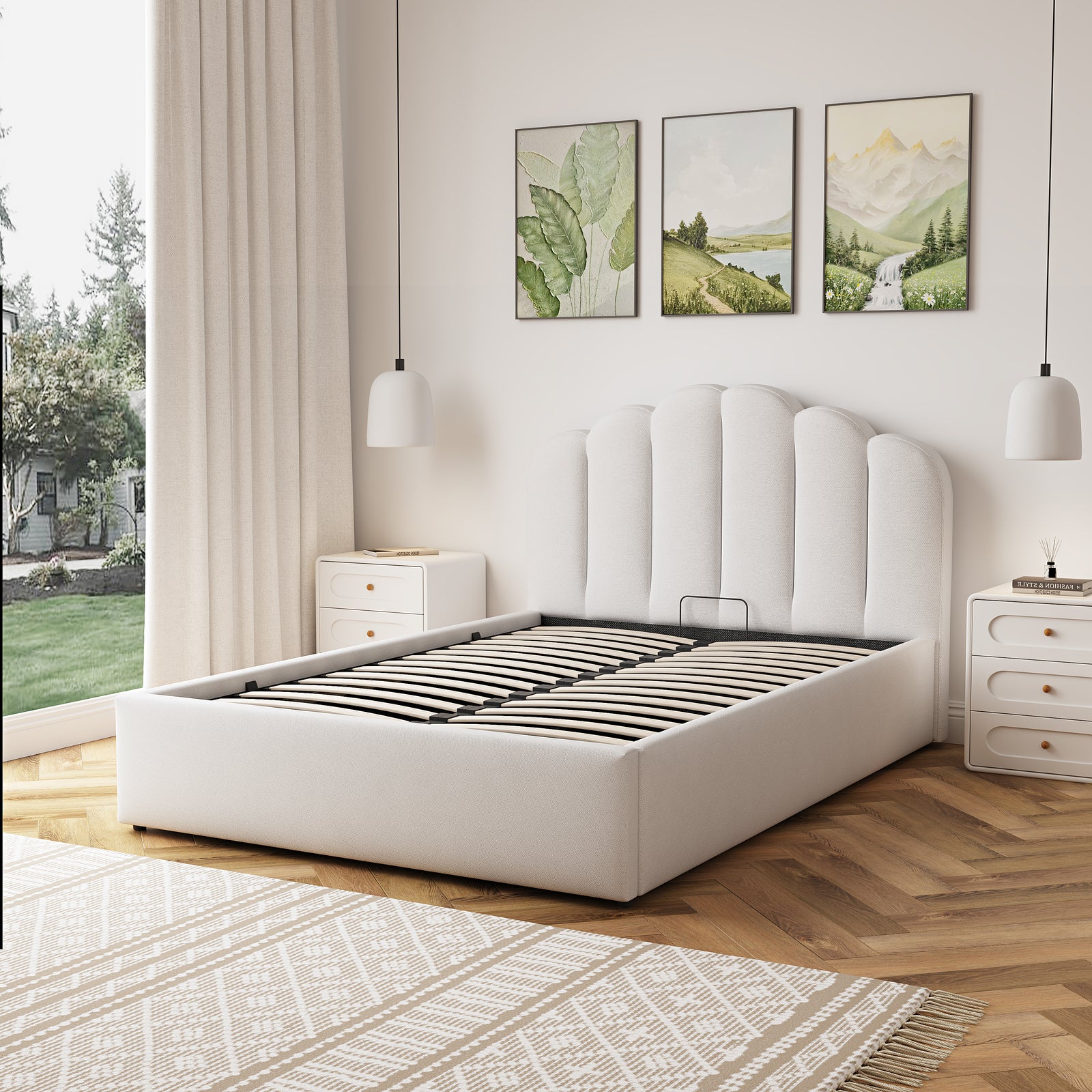 Ranson Fabric Ottoman Bed Frame | Double | Beige