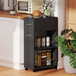HOMCOM Rolling Storage Unit With Drawer Surface Top And 4 Wheels, Black