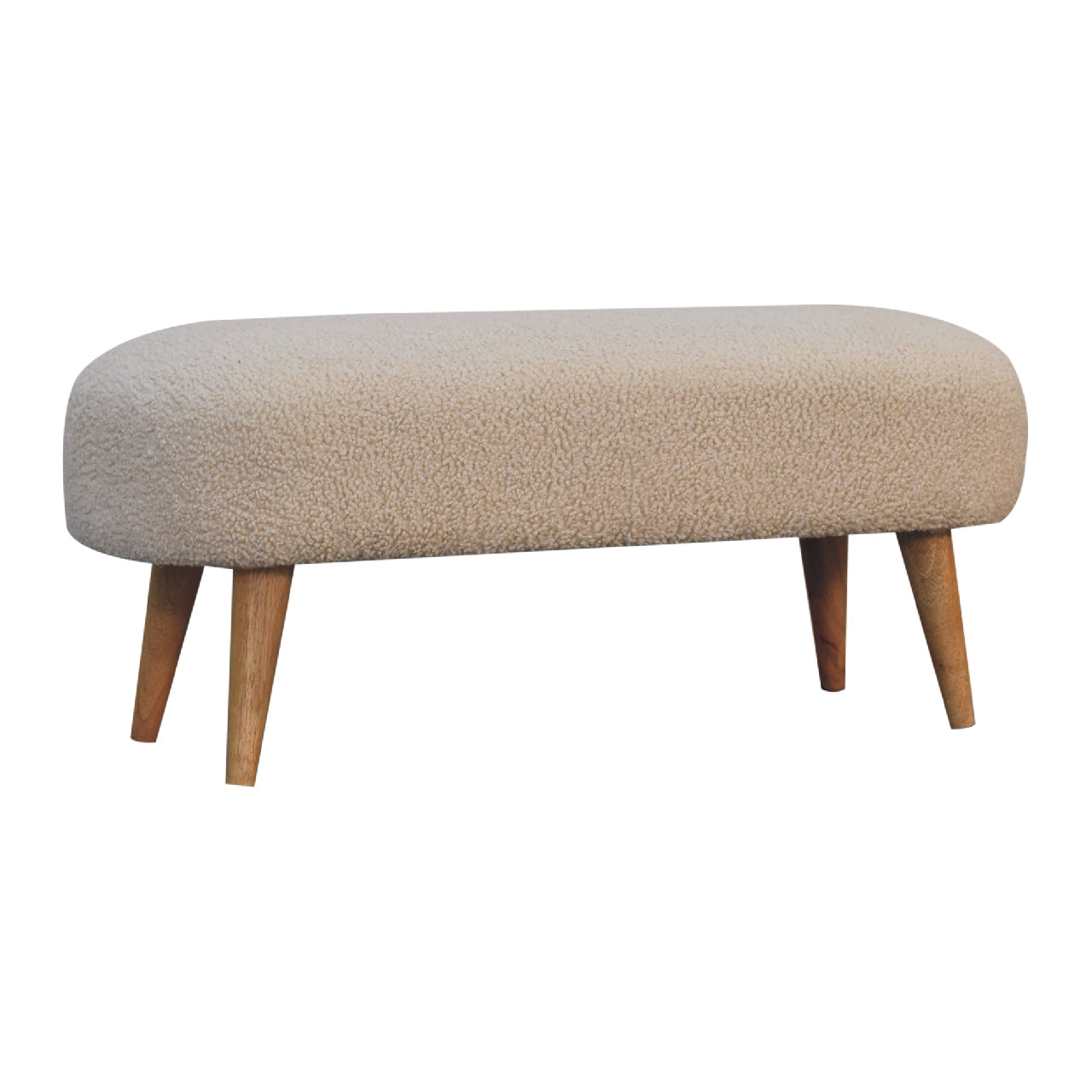 Solid Wood Boucle Hallway Bench