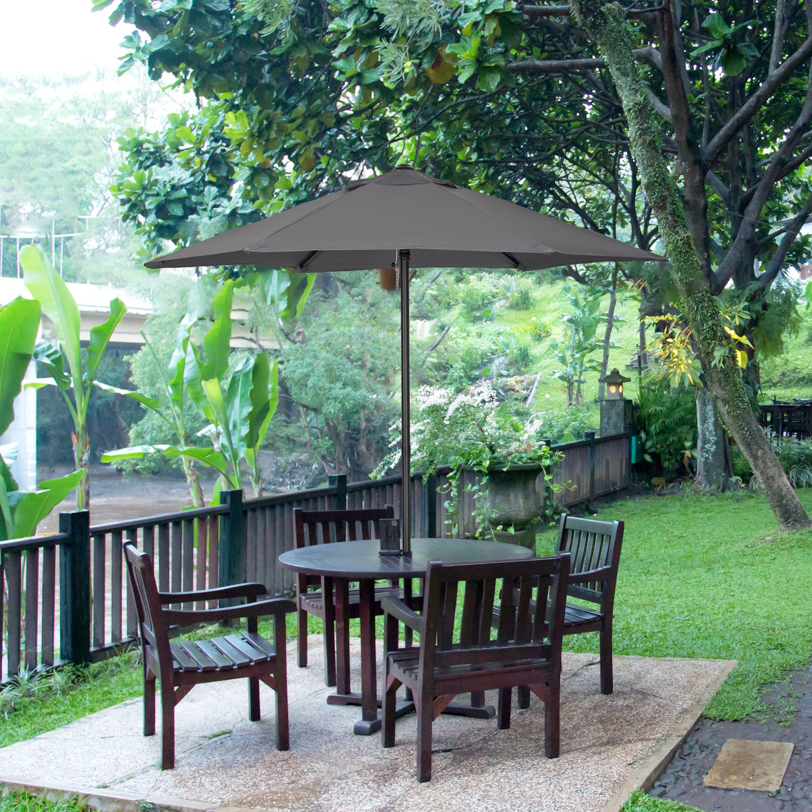 2m Parasol Patio Umbrella With 6 Ribs | Dark Gray