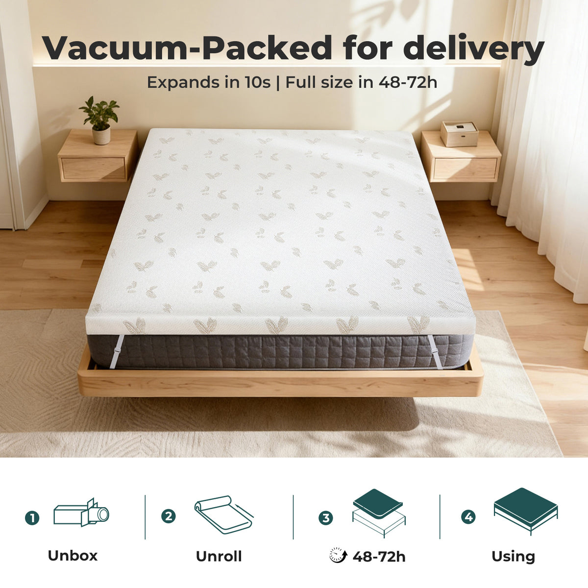 Lavio Mattress Topper Memory Foam Dual Layer Pressure Relief Washable