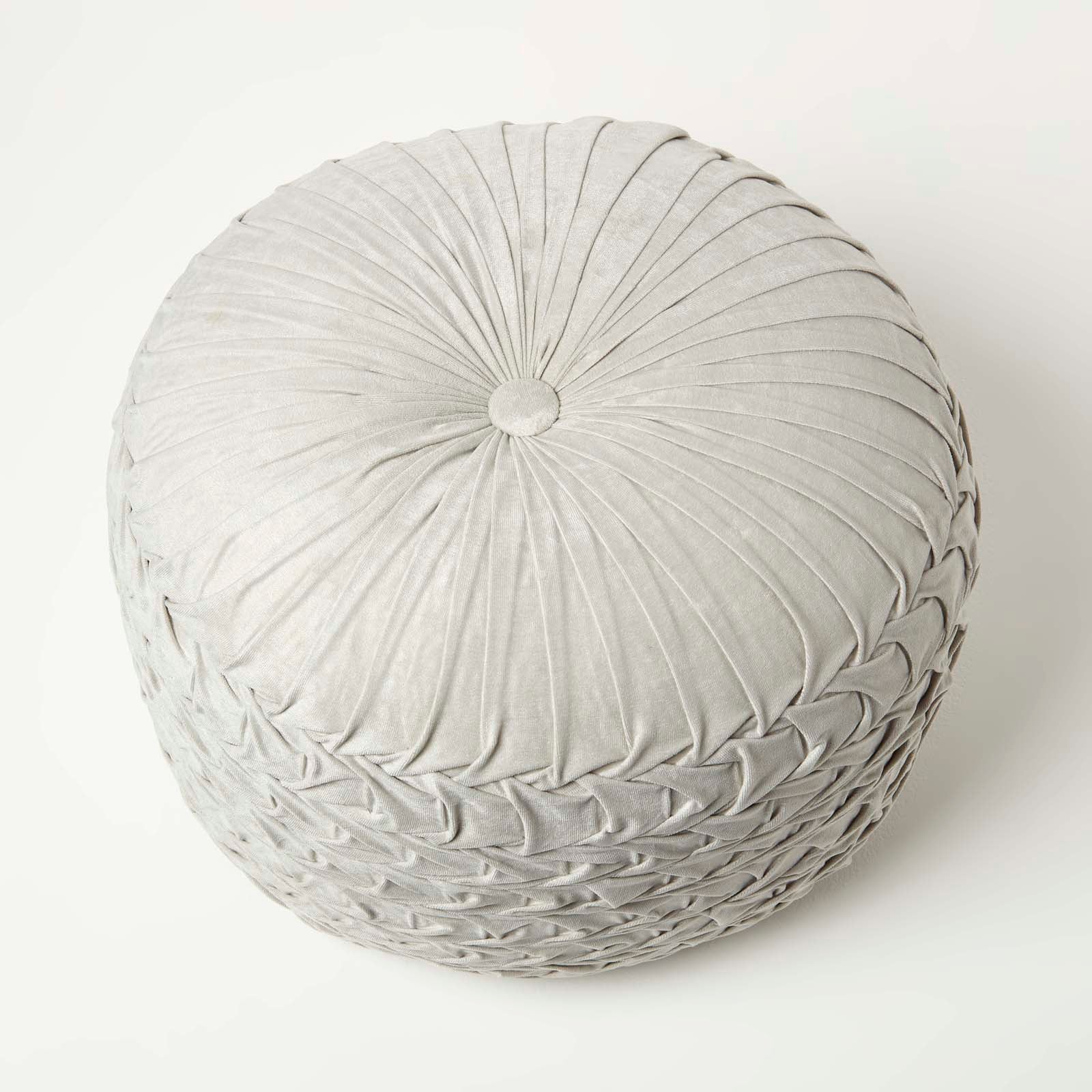 Grace Pleated Velvet Pouffe | 50cm x 35cm | Grey