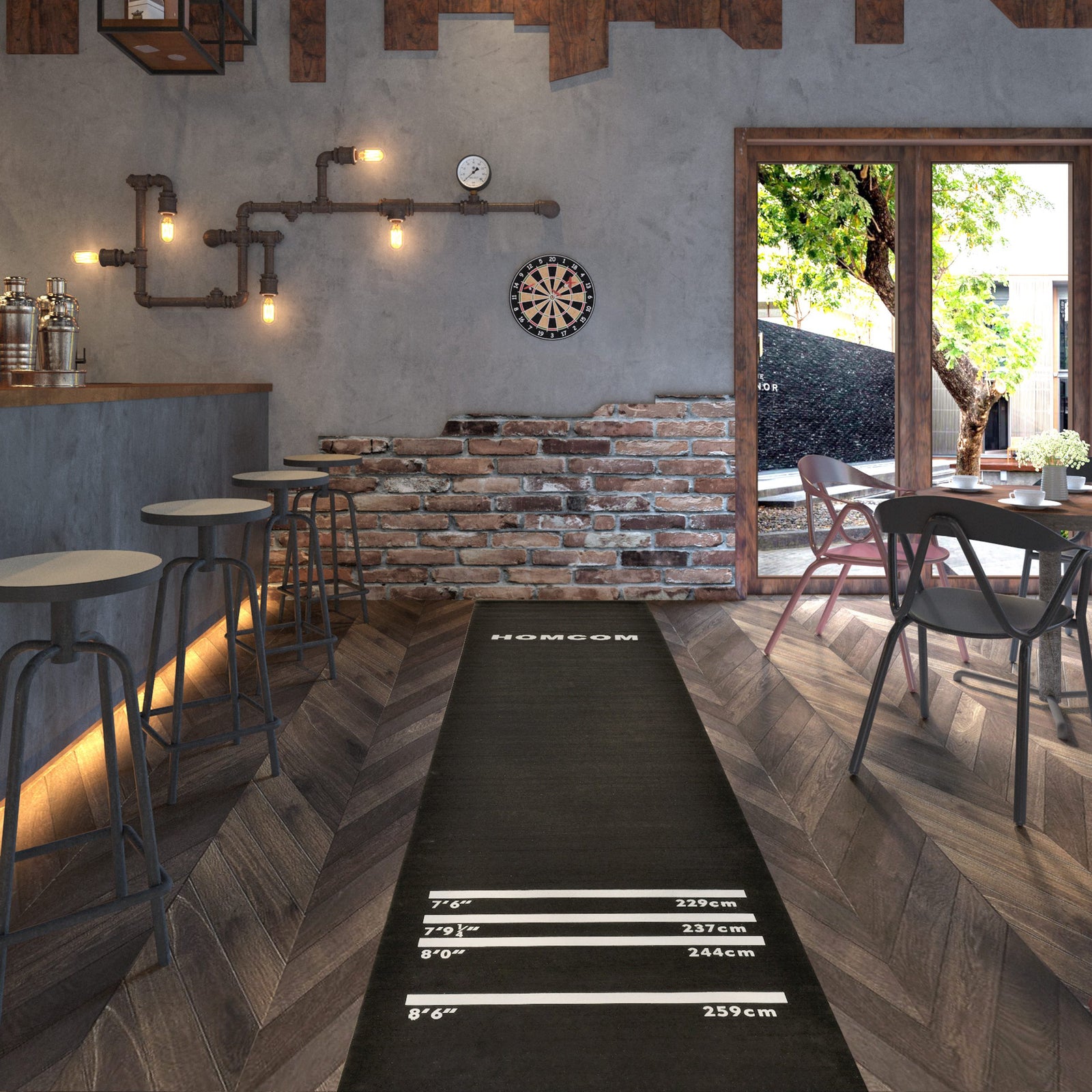 Darts Rubber Mat With 4 Throwing Distances, Black