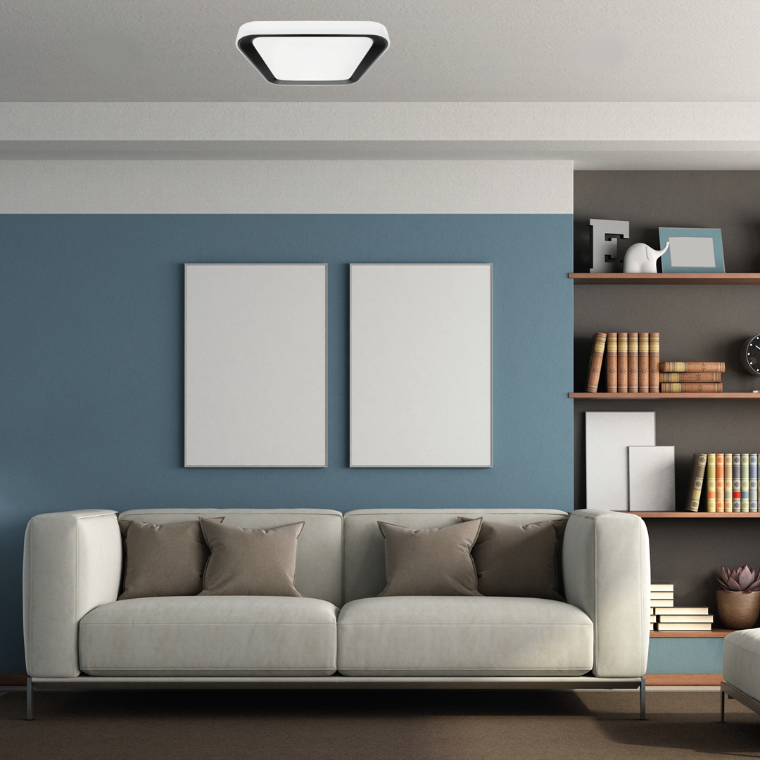 Quadro Led Ceiling Lamp 40cm Stylish Modern Powerful Economical Full Remote Control | Black