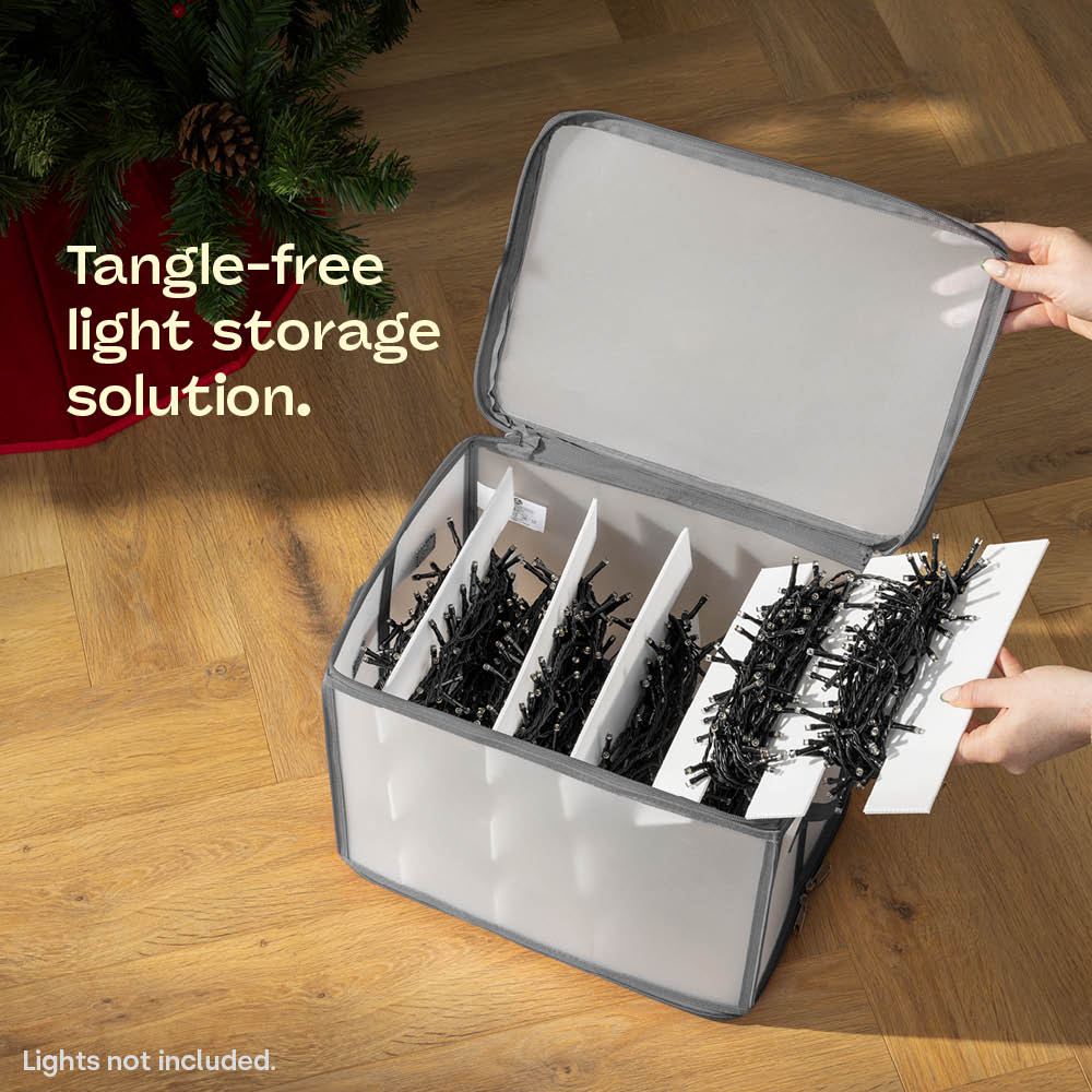 Ornament Storage Bag Box Cube With Lid And Handles | Grey