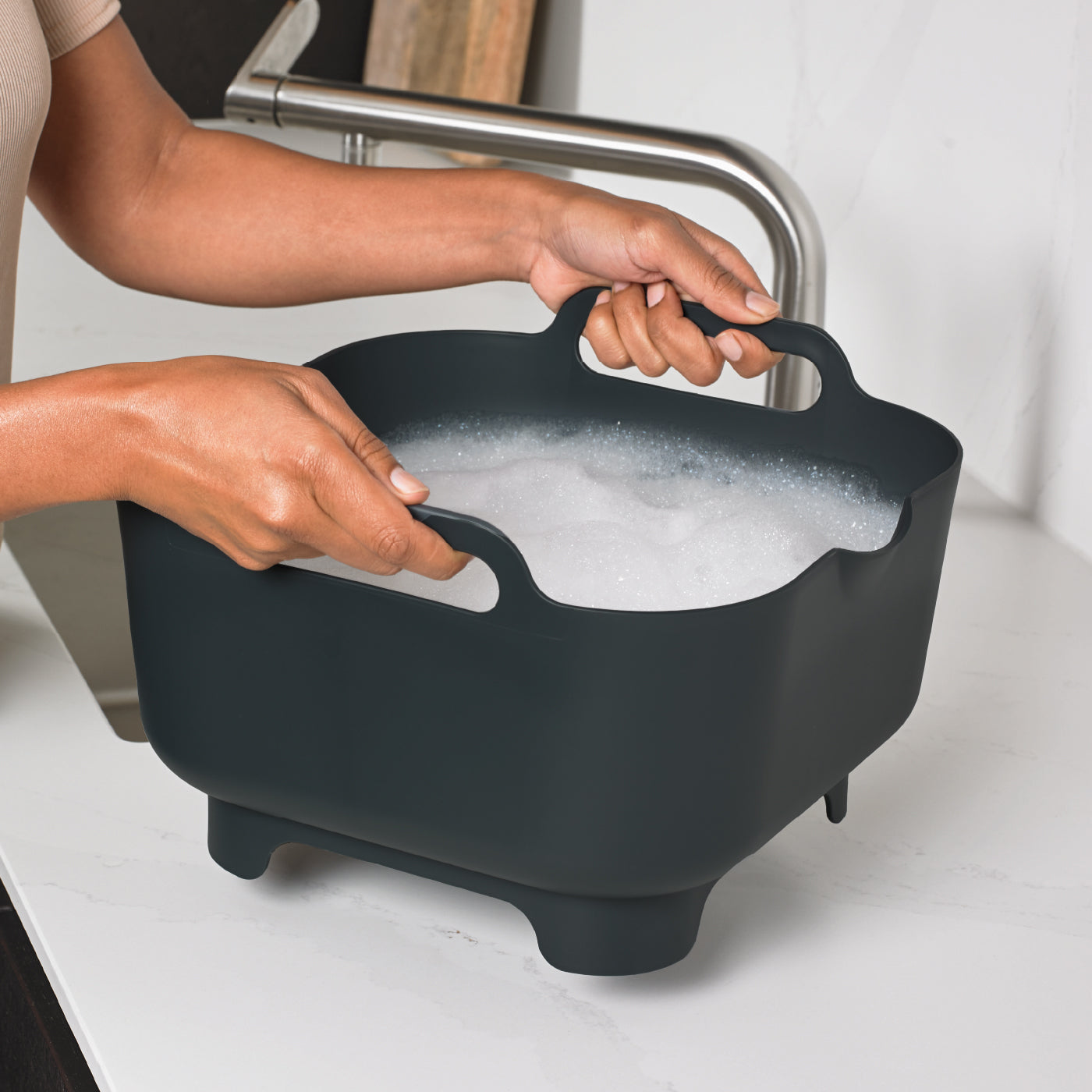 Recycled Washing Up Bowl - Sage Green Kitchen Dish Wash & Drain - 9 Litres Capacity - Made in the UK