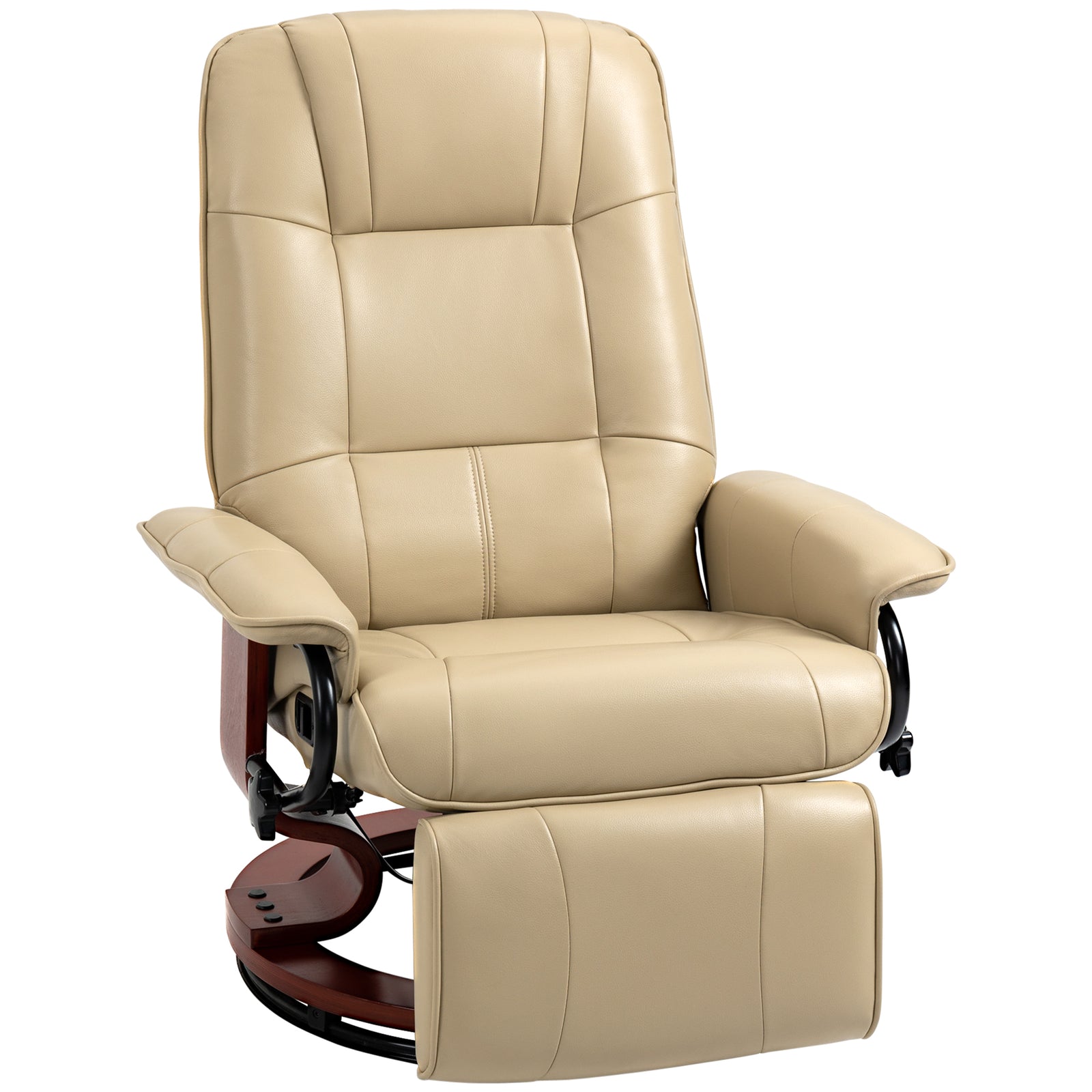 Ergonomic Office Recliner Chair Pu Leather Armchair Lounger | One Size | Cream