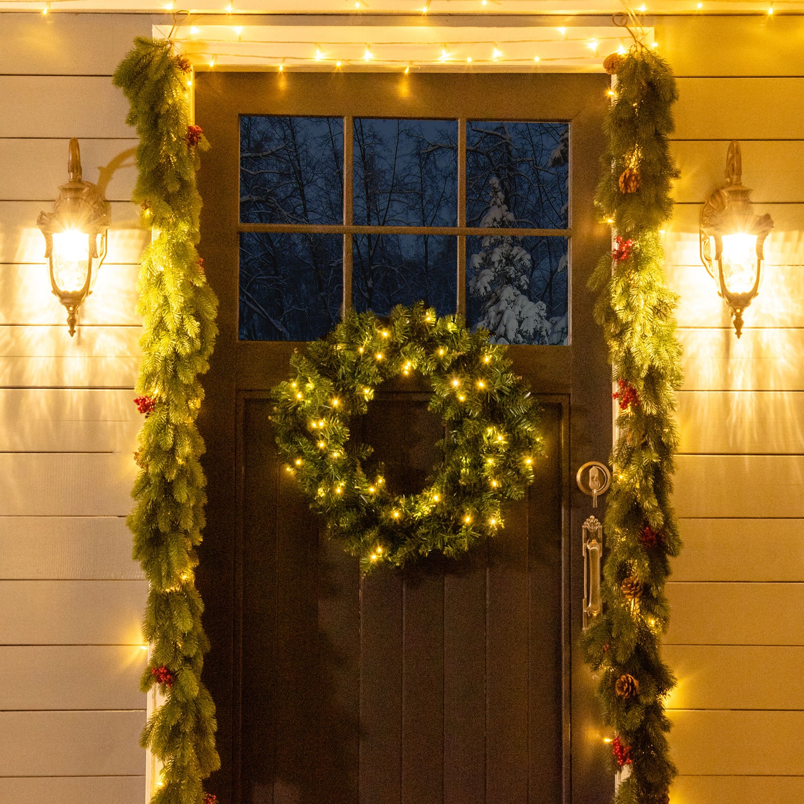 Christmas Wreath with 50 Warm White Led Lights