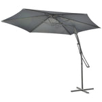 3m Cantilever Parasol W/ Crank Handle, Cross Base | Dark Gray