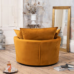 Havana Velvet Swivel Base Cuddle Chair | Orange