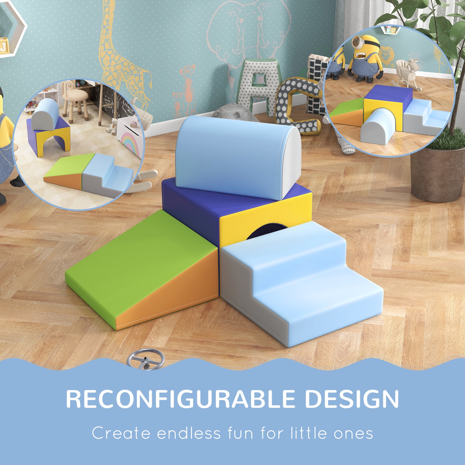 4-piece Soft Play Set, Baby Foam Block Toy Toddler 1-3 Years | Blue