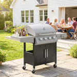 4+1 Burner Gas BBQ Grill with Side Burner, 14.5 kW Gas Grill