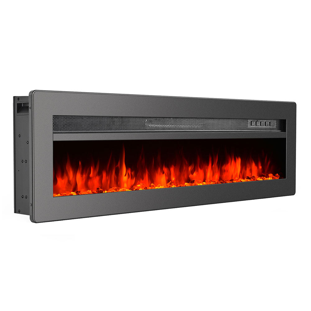 40-inch Electric Fireplace, Wall Mounted/recessed/freestanding Heater With 12-colour Flame & Remote Control