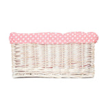 Wicker Pink Spotty Lined Storage Basket | Small | Pink