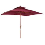 3x3m Folding Bamboo Parasol With 2 Pulley | Red
