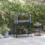 Raised Planter With Greenhouse & Wheels Dark Grey