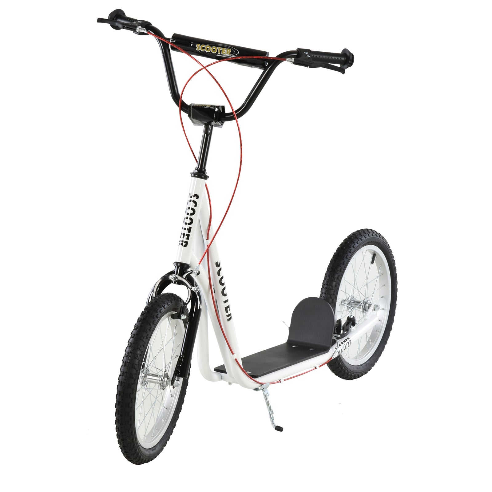 90-96cm Kids Kick Scooter W/ Adjustable Handlebar Inflatable Wheels | White