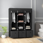 HOMCOM Portable Fabric Wardrobe With 5 Shelves And 3 Fabric Drawers, Black