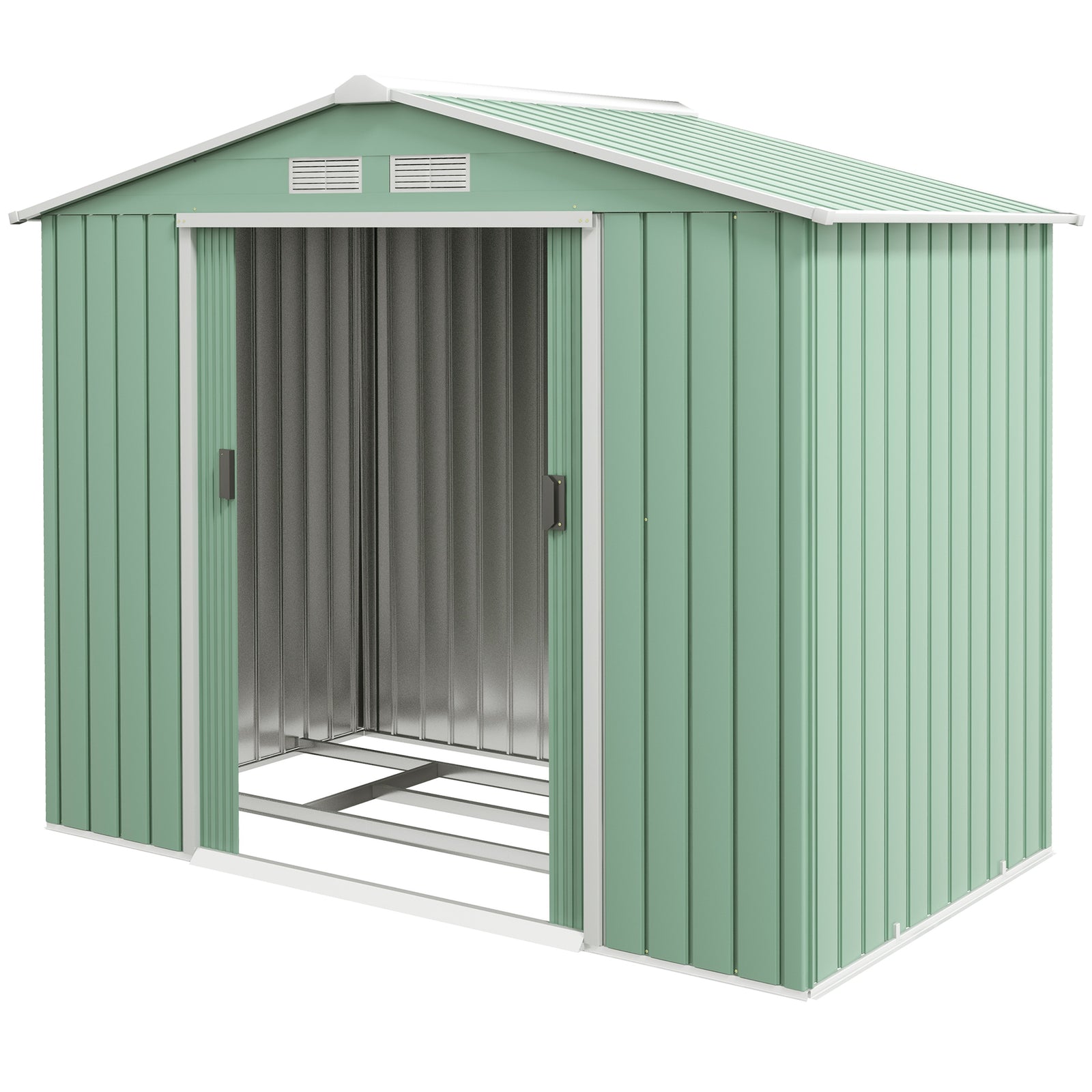 Garden Shed Storage Unit W/locking Door Floor Foundation | Light Green