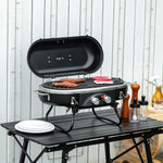 Foldable Bbq Grill, 2 Burner, Table Top | Black