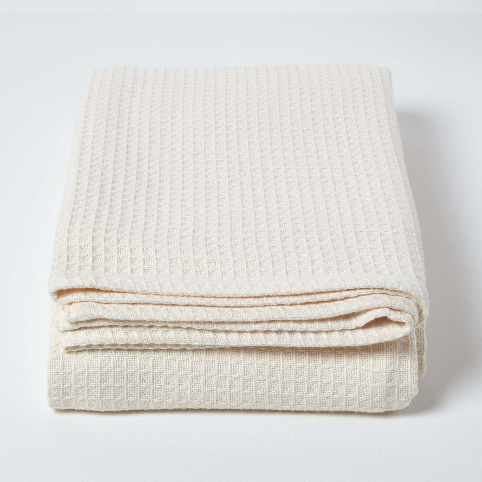 Organic Cotton Waffle Blanket/ Throw | 250cm x 230cm | Natural