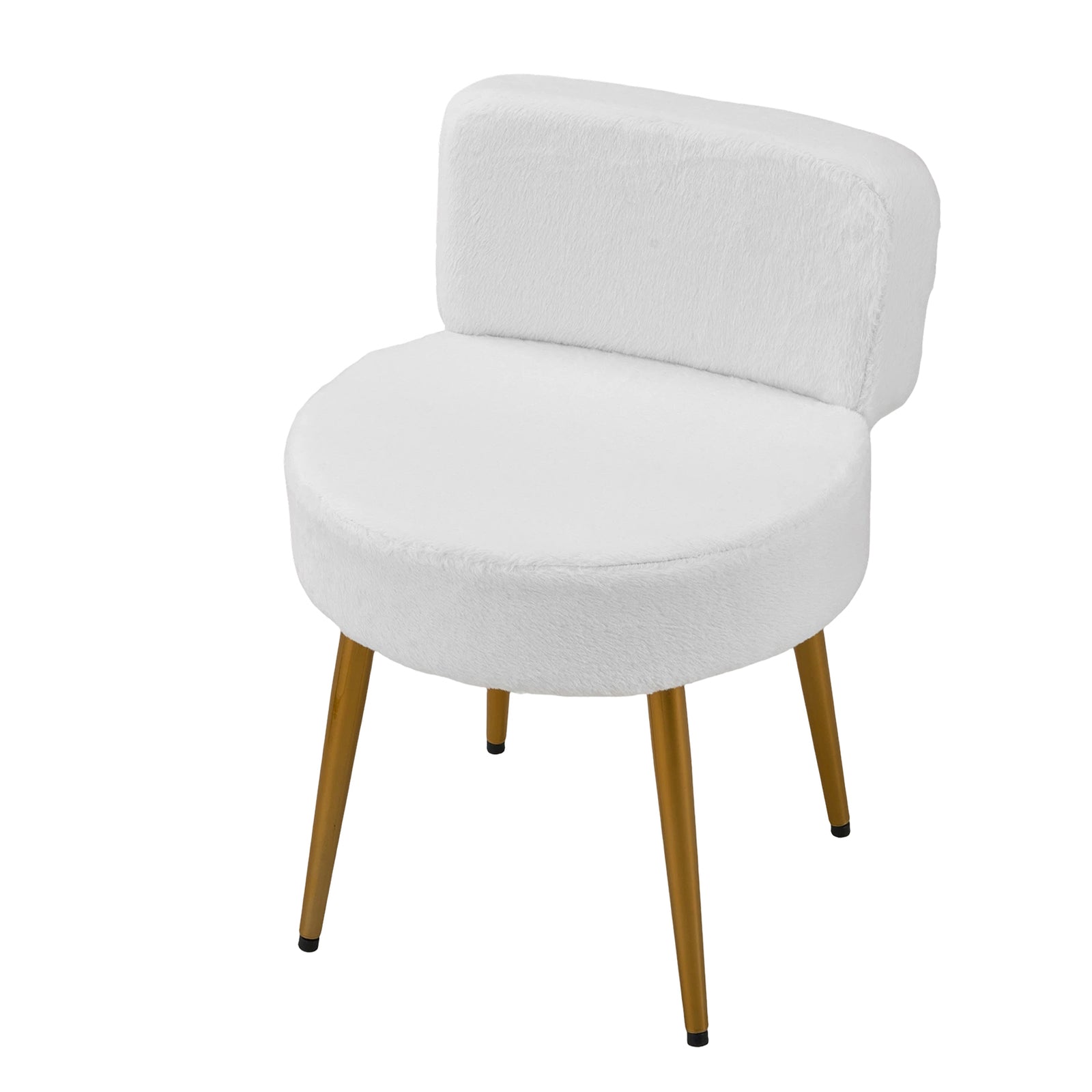 Upholstered Dressing Table Stool With Adjustable Feet | White